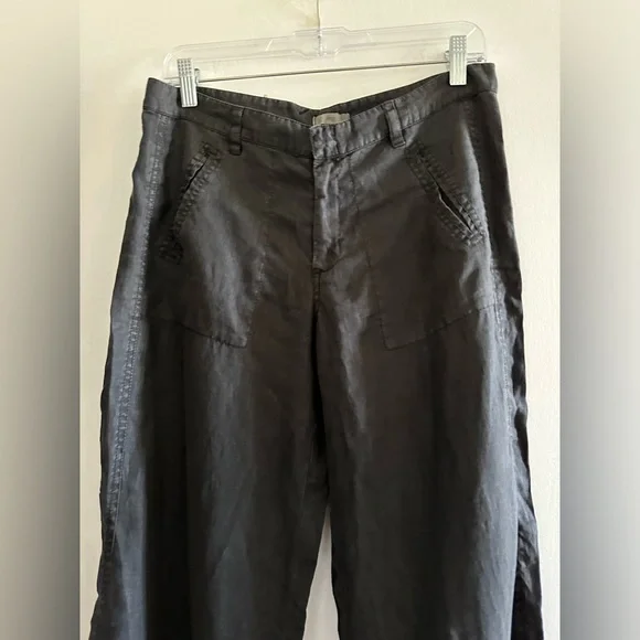 NWT JOIE Black Designer Linen Hampton Med-Low Rise Fitted Hips Wide Leg Pants - Picture 4 of 9